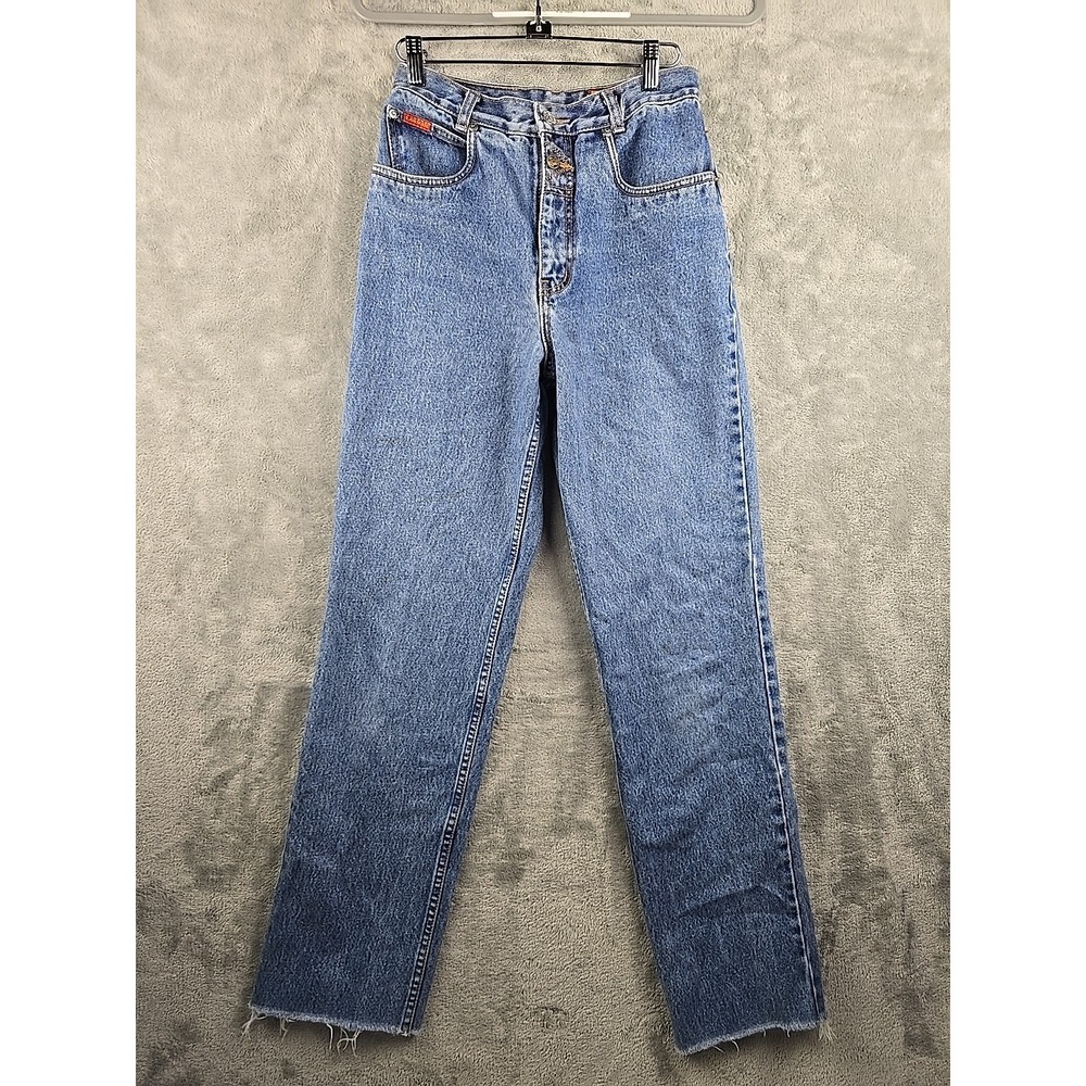 Vintage Lawman Jeans Womens 7 Blue Superior Fit Western High Waist Raw Hem 90s